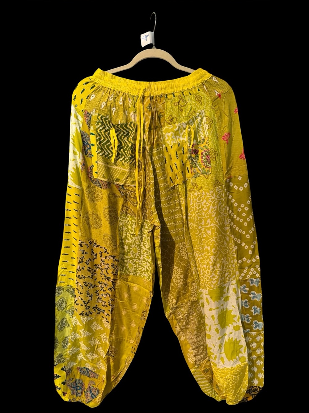 Yellow #8 NWT  100% rayon patchwork jogger pants